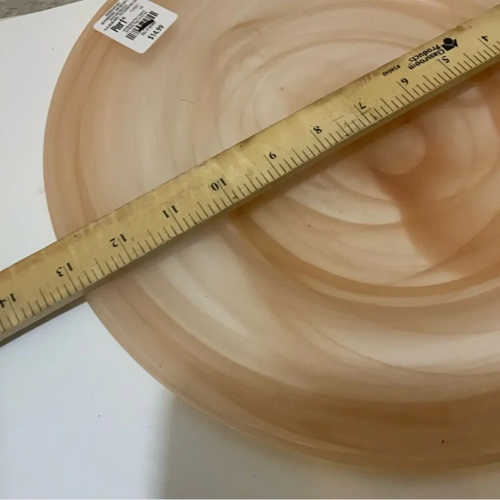 Pier 1 Imports Alabaster Peach Swirl Glass Charges Plates 12.75
